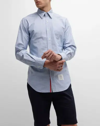 Thom Browne Men's Classic Sport Shirt w/ Stripes | Thumbnail 6 Thom Browne Men's Classic Sport Shirt w/ Stripes | Thumbnail 6