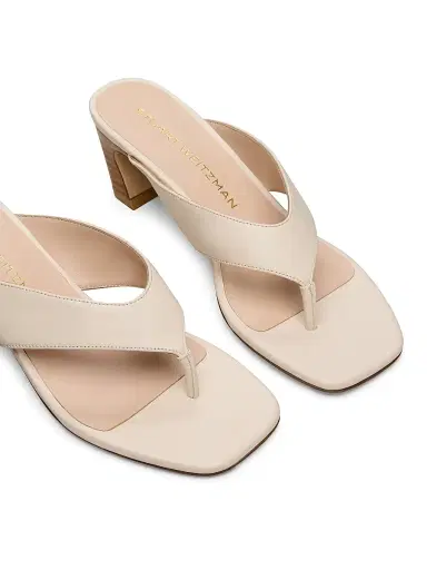 Stuart Weitzman Women's Stassi 50MM Thong Sandals - Linen And New Camel | Thumbnail 4 Stuart Weitzman Women's Stassi 50MM Thong Sandals - Linen And New Camel | Thumbnail 4