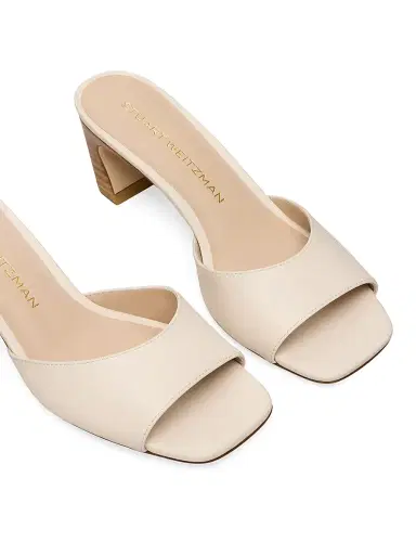 Stuart Weitzman Women's Stassi 50MM Slide Sandals - Linen And New Camel | Thumbnail 4 Stuart Weitzman Women's Stassi 50MM Slide Sandals - Linen And New Camel | Thumbnail 4