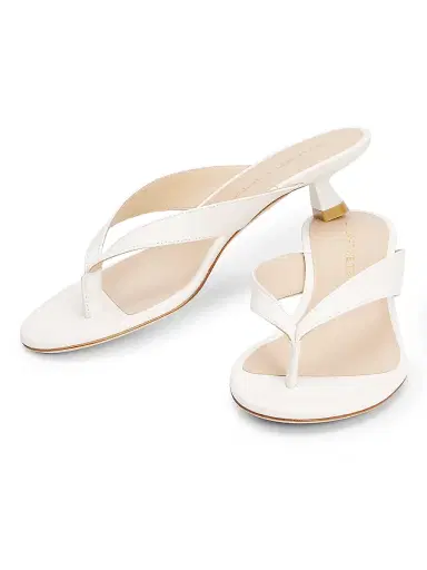 Stuart Weitzman Women's Rio Sleek 35MM Leather Sandals - Cream | Thumbnail 2 Stuart Weitzman Women's Rio Sleek 35MM Leather Sandals - Cream | Thumbnail 2