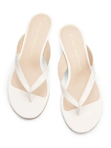 Stuart Weitzman Women's Rio Sleek 35MM Leather Sandals - Cream | Thumbnail 4 Stuart Weitzman Women's Rio Sleek 35MM Leather Sandals - Cream | Thumbnail 4