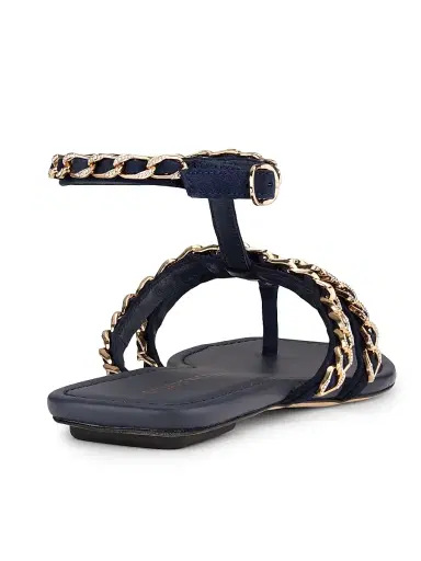 Stuart Weitzman Women's Soluxe Chain-Strap Suede Sandals - Nice Blue | Thumbnail 3 Stuart Weitzman Women's Soluxe Chain-Strap Suede Sandals - Nice Blue | Thumbnail 3