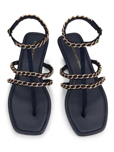 Stuart Weitzman Women's Soluxe Chain-Strap Suede Sandals - Nice Blue | Thumbnail 4 Stuart Weitzman Women's Soluxe Chain-Strap Suede Sandals - Nice Blue | Thumbnail 4