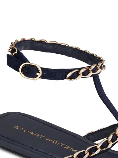 Stuart Weitzman Women's Soluxe Chain-Strap Suede Sandals - Nice Blue | Thumbnail 5 Stuart Weitzman Women's Soluxe Chain-Strap Suede Sandals - Nice Blue | Thumbnail 5