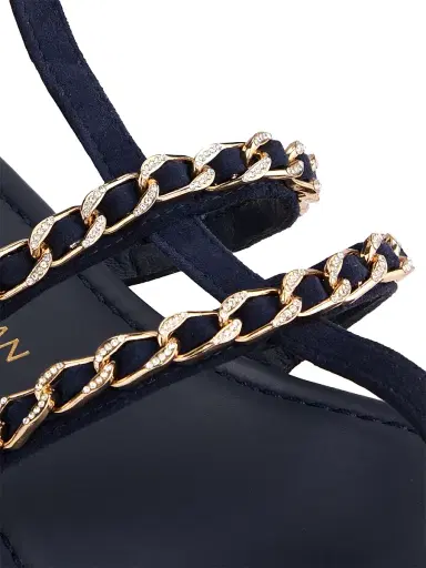 Stuart Weitzman Women's Soluxe Chain-Strap Suede Sandals - Nice Blue | Thumbnail 6 Stuart Weitzman Women's Soluxe Chain-Strap Suede Sandals - Nice Blue | Thumbnail 6