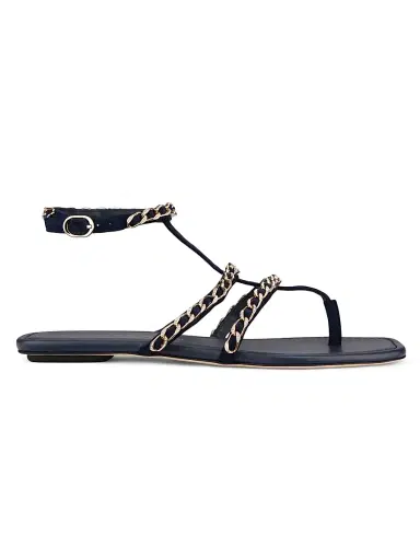 Stuart Weitzman Women's Soluxe Chain-Strap Suede Sandals - Nice Blue | Thumbnail 1 Stuart Weitzman Women's Soluxe Chain-Strap Suede Sandals - Nice Blue | Thumbnail 1