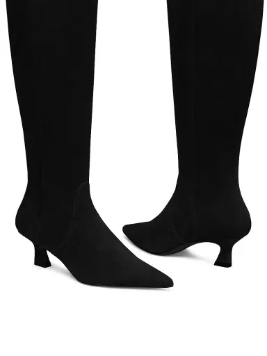 Stuart Weitzman Women's Vinnie 50MM Suede Boots - Black | Thumbnail 4 Stuart Weitzman Women's Vinnie 50MM Suede Boots - Black | Thumbnail 4