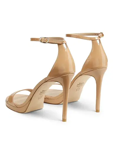 Stuart Weitzman Women's Nudist 100MM Patent Leather Sandals - Adobe | Thumbnail 3 Stuart Weitzman Women's Nudist 100MM Patent Leather Sandals - Adobe | Thumbnail 3