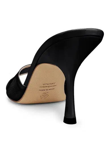 Stuart Weitzman Women's Bareitall 85MM Mesh-Patent Leather Sandals - Black | Thumbnail 3 Stuart Weitzman Women's Bareitall 85MM Mesh-Patent Leather Sandals - Black | Thumbnail 3