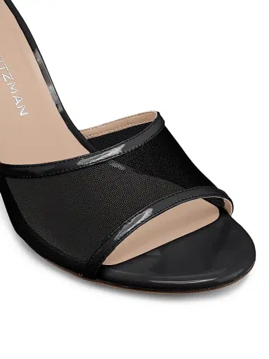 Stuart Weitzman Women's Bareitall 85MM Mesh-Patent Leather Sandals - Black | Thumbnail 5 Stuart Weitzman Women's Bareitall 85MM Mesh-Patent Leather Sandals - Black | Thumbnail 5