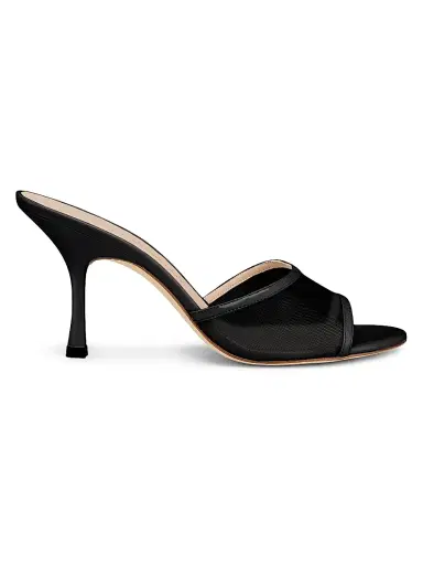 Stuart Weitzman Women's Bareitall 85MM Mesh-Patent Leather Sandals - Black | Thumbnail 1 Stuart Weitzman Women's Bareitall 85MM Mesh-Patent Leather Sandals - Black | Thumbnail 1