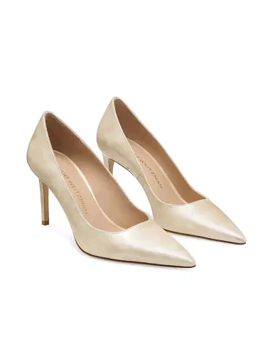 Stuart Weitzman Women's Power 85MM Leather Pumps - Linen | Thumbnail 3 Stuart Weitzman Women's Power 85MM Leather Pumps - Linen | Thumbnail 3