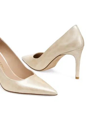 Stuart Weitzman Women's Power 85MM Leather Pumps - Linen | Thumbnail 5 Stuart Weitzman Women's Power 85MM Leather Pumps - Linen | Thumbnail 5