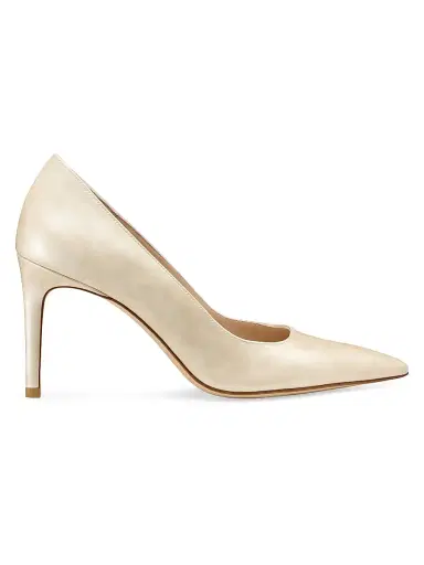 Stuart Weitzman Women's Power 85MM Leather Pumps - Linen | Thumbnail 1 Stuart Weitzman Women's Power 85MM Leather Pumps - Linen | Thumbnail 1