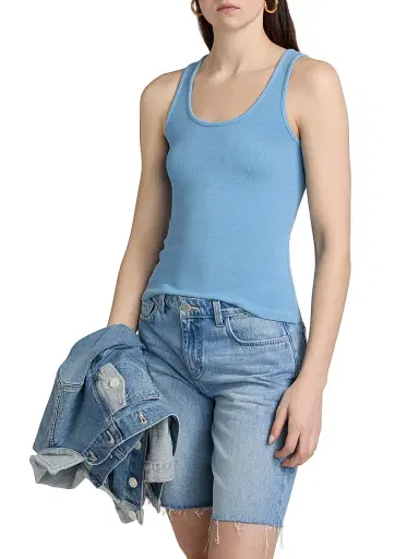 L'AGENCE Women's Adira Rib-Knit Tank - Allure Blue | Thumbnail 4 L'AGENCE Women's Adira Rib-Knit Tank - Allure Blue | Thumbnail 4