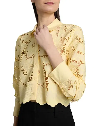 L'Agence Women's Seychelle Floral Cotton Eyelet Crop Blouse | Thumbnail 6 L'Agence Women's Seychelle Floral Cotton Eyelet Crop Blouse | Thumbnail 6