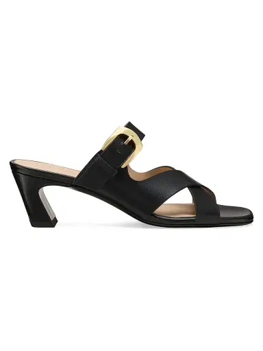 Stuart Weitzman Women's Sai 50MM Leather Block-Heel Sandals - Black | Thumbnail 1 Stuart Weitzman Women's Sai 50MM Leather Block-Heel Sandals - Black | Thumbnail 1