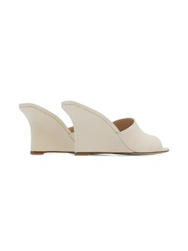 Stuart Weitzman Women's Vinnie 85MM Wedge-Heel Patent Leather Mules - Linen | Thumbnail 3 Stuart Weitzman Women's Vinnie 85MM Wedge-Heel Patent Leather Mules - Linen | Thumbnail 3