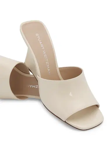 Stuart Weitzman Women's Vinnie 85MM Wedge-Heel Patent Leather Mules - Linen | Thumbnail 6 Stuart Weitzman Women's Vinnie 85MM Wedge-Heel Patent Leather Mules - Linen | Thumbnail 6