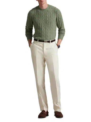 Polo Ralph Lauren Men's Cable-Knit Cashmere Crewneck Sweater - Fern Green Heather - Size XXL | Thumbnail 2 Polo Ralph Lauren Men's Cable-Knit Cashmere Crewneck Sweater - Fern Green Heather - Size XXL | Thumbnail 2