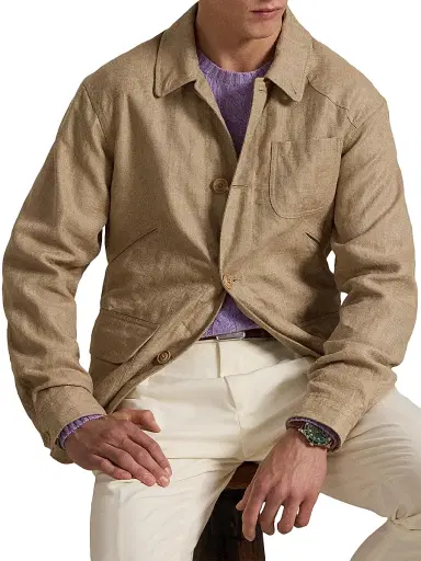 Polo Ralph Lauren Men's Herringone Linen 5-Pocket Work Jacket - Natural Herringbone | Thumbnail 5 Polo Ralph Lauren Men's Herringone Linen 5-Pocket Work Jacket - Natural Herringbone | Thumbnail 5