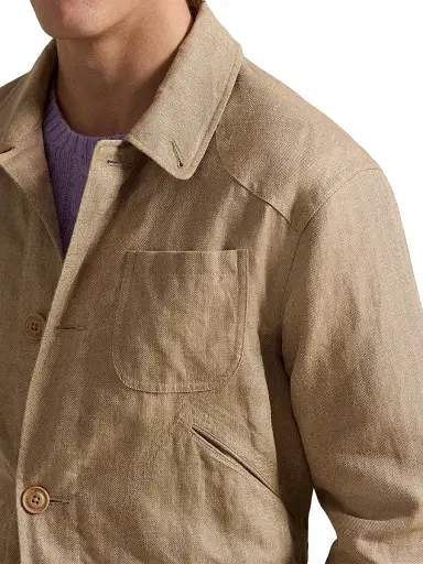 Polo Ralph Lauren Men's Herringone Linen 5-Pocket Work Jacket - Natural Herringbone | Thumbnail 6 Polo Ralph Lauren Men's Herringone Linen 5-Pocket Work Jacket - Natural Herringbone | Thumbnail 6