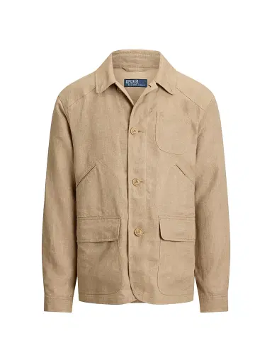 Polo Ralph Lauren Men's Herringone Linen 5-Pocket Work Jacket - Natural Herringbone | Thumbnail 1 Polo Ralph Lauren Men's Herringone Linen 5-Pocket Work Jacket - Natural Herringbone | Thumbnail 1