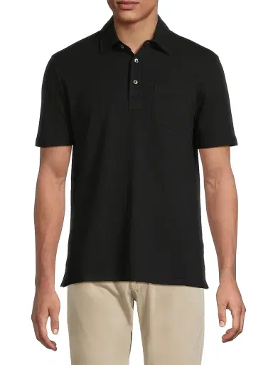 Ralph Lauren Purple Label Men's Cotton-Cashmere Piqué Polo Shirt - Classic Black | Thumbnail 3 Ralph Lauren Purple Label Men's Cotton-Cashmere Piqué Polo Shirt - Classic Black | Thumbnail 3