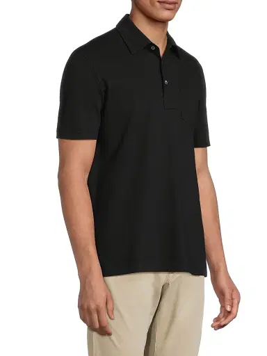 Ralph Lauren Purple Label Men's Cotton-Cashmere Piqué Polo Shirt - Classic Black | Thumbnail 4 Ralph Lauren Purple Label Men's Cotton-Cashmere Piqué Polo Shirt - Classic Black | Thumbnail 4