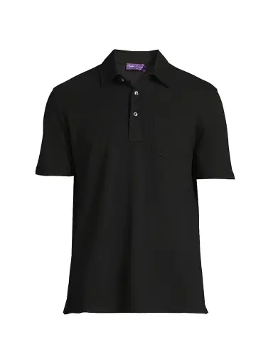 Ralph Lauren Purple Label Men's Cotton-Cashmere Piqué Polo Shirt - Classic Black | Thumbnail 1 Ralph Lauren Purple Label Men's Cotton-Cashmere Piqué Polo Shirt - Classic Black | Thumbnail 1