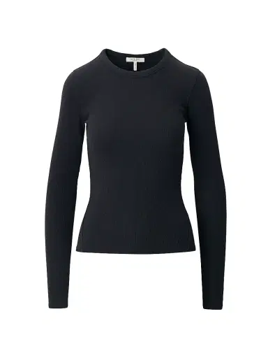 rag & bone Women's The Essential Rib-Knit Long-Sleeve Crewneck T-Shirt - Black - Size XL | Thumbnail 1 rag & bone Women's The Essential Rib-Knit Long-Sleeve Crewneck T-Shirt - Black - Size XL | Thumbnail 1