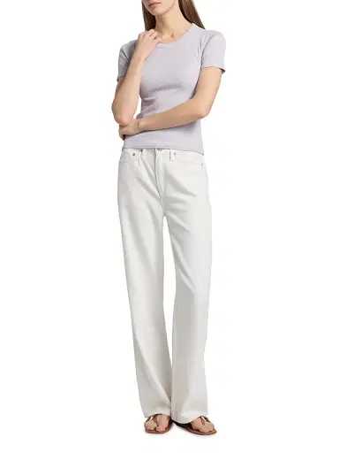 rag & bone Women's Essential Rib Stretch-Cotton Crewneck T-Shirt - Lavender Mist - Size XL | Thumbnail 2 rag & bone Women's Essential Rib Stretch-Cotton Crewneck T-Shirt - Lavender Mist - Size XL | Thumbnail 2