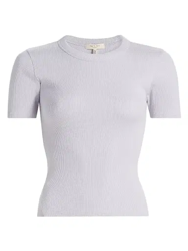 rag & bone Women's Essential Rib Stretch-Cotton Crewneck T-Shirt - Lavender Mist - Size XL | Thumbnail 1 rag & bone Women's Essential Rib Stretch-Cotton Crewneck T-Shirt - Lavender Mist - Size XL | Thumbnail 1