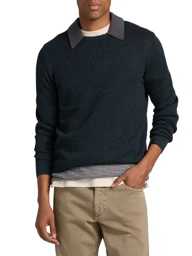 rag & bone Men's Gregory Wool-Blend Crewneck Sweater - Navy | Thumbnail 3 rag & bone Men's Gregory Wool-Blend Crewneck Sweater - Navy | Thumbnail 3