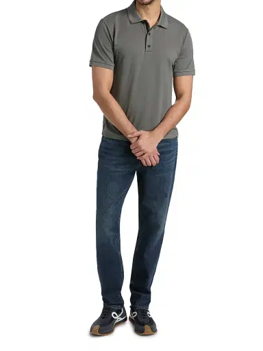 rag & bone Men's K-P Slim-Fit Polo Shirt - Grey Mist | Thumbnail 2 rag & bone Men's K-P Slim-Fit Polo Shirt - Grey Mist | Thumbnail 2