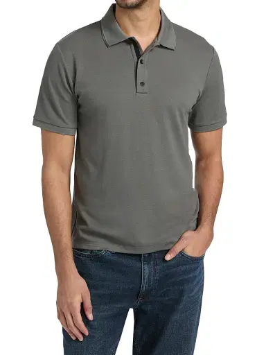 rag & bone Men's K-P Slim-Fit Polo Shirt - Grey Mist | Thumbnail 3 rag & bone Men's K-P Slim-Fit Polo Shirt - Grey Mist | Thumbnail 3