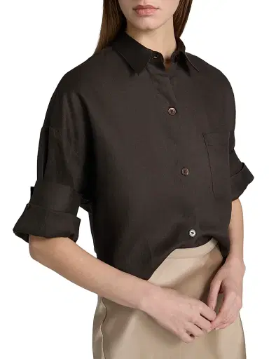TWP Women's Next Ex Cotton-Silk Button-Front Shirt - Chocolate | Thumbnail 6 TWP Women's Next Ex Cotton-Silk Button-Front Shirt - Chocolate | Thumbnail 6