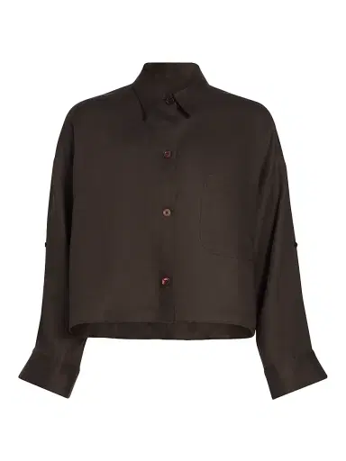 TWP Women's Next Ex Cotton-Silk Button-Front Shirt - Chocolate | Thumbnail 1 TWP Women's Next Ex Cotton-Silk Button-Front Shirt - Chocolate | Thumbnail 1