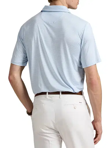 Polo Ralph Lauren Men's Featherweight Airflow Performance Polo Shirt - Office Blue Ceramic White - Size XXL | Thumbnail 4 Polo Ralph Lauren Men's Featherweight Airflow Performance Polo Shirt - Office Blue Ceramic White - Size XXL | Thumbnail 4