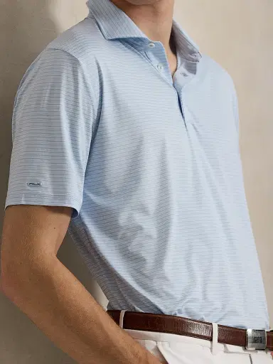 Polo Ralph Lauren Men's Featherweight Airflow Performance Polo Shirt - Office Blue Ceramic White - Size XXL | Thumbnail 5 Polo Ralph Lauren Men's Featherweight Airflow Performance Polo Shirt - Office Blue Ceramic White - Size XXL | Thumbnail 5
