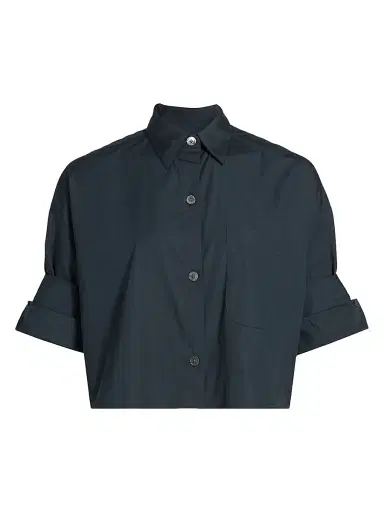 TWP Women's Next Ex Poplin Cropped Shirt - Midnight | Thumbnail 1 TWP Women's Next Ex Poplin Cropped Shirt - Midnight | Thumbnail 1
