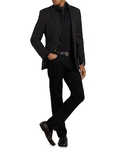 Ralph Lauren Purple Label Men's Cotton-Cashmere Piqué Polo Shirt - Classic Black | Thumbnail 2 Ralph Lauren Purple Label Men's Cotton-Cashmere Piqué Polo Shirt - Classic Black | Thumbnail 2