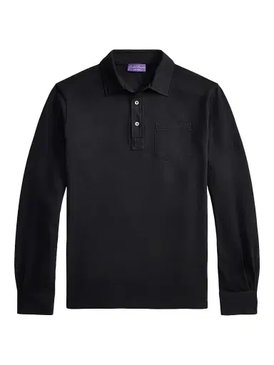 Ralph Lauren Purple Label Men's Cotton-Cashmere Piqué Polo Shirt - Classic Black | Thumbnail 1 Ralph Lauren Purple Label Men's Cotton-Cashmere Piqué Polo Shirt - Classic Black | Thumbnail 1