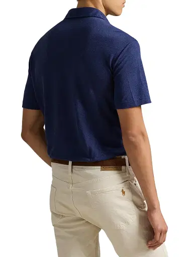 Polo Ralph Lauren Men's Short Sleeve Linen Pique Polo Shirt - Newport Navy - Size XL | Thumbnail 4 Polo Ralph Lauren Men's Short Sleeve Linen Pique Polo Shirt - Newport Navy - Size XL | Thumbnail 4