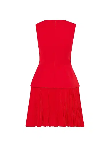 Milly Women's Haddy Pleated Minidress - True Red | Thumbnail 3 Milly Women's Haddy Pleated Minidress - True Red | Thumbnail 3