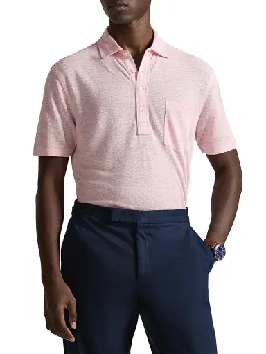 Polo Ralph Lauren Men's Short Sleeve Linen Pique Polo Shirt - Garden Pink - Size XXL | Thumbnail 3 Polo Ralph Lauren Men's Short Sleeve Linen Pique Polo Shirt - Garden Pink - Size XXL | Thumbnail 3