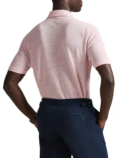 Polo Ralph Lauren Men's Short Sleeve Linen Pique Polo Shirt - Garden Pink - Size XXL | Thumbnail 4 Polo Ralph Lauren Men's Short Sleeve Linen Pique Polo Shirt - Garden Pink - Size XXL | Thumbnail 4