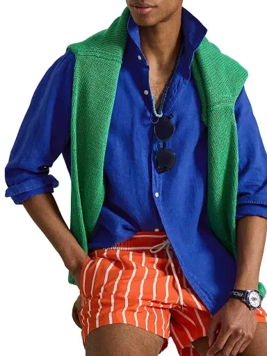 Polo Ralph Lauren Men's Linen Button-Front Shirt - Pacific Royal | Thumbnail 5 Polo Ralph Lauren Men's Linen Button-Front Shirt - Pacific Royal | Thumbnail 5
