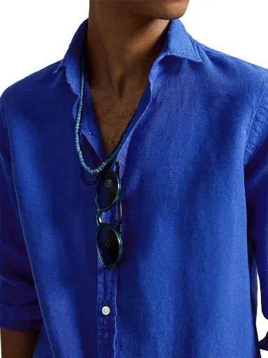 Polo Ralph Lauren Men's Linen Button-Front Shirt - Pacific Royal | Thumbnail 6 Polo Ralph Lauren Men's Linen Button-Front Shirt - Pacific Royal | Thumbnail 6