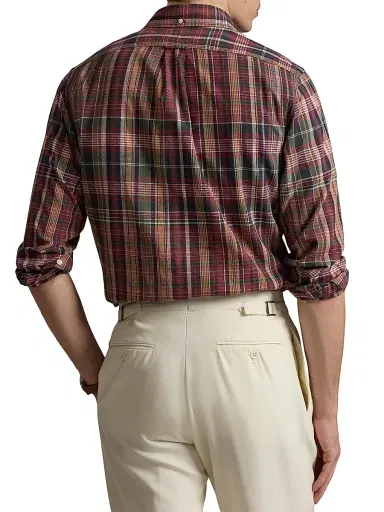 Polo Ralph Lauren Men's Bleeding Madras Cotton Shirt - Navy Berry Multi - Size XXL | Thumbnail 4 Polo Ralph Lauren Men's Bleeding Madras Cotton Shirt - Navy Berry Multi - Size XXL | Thumbnail 4